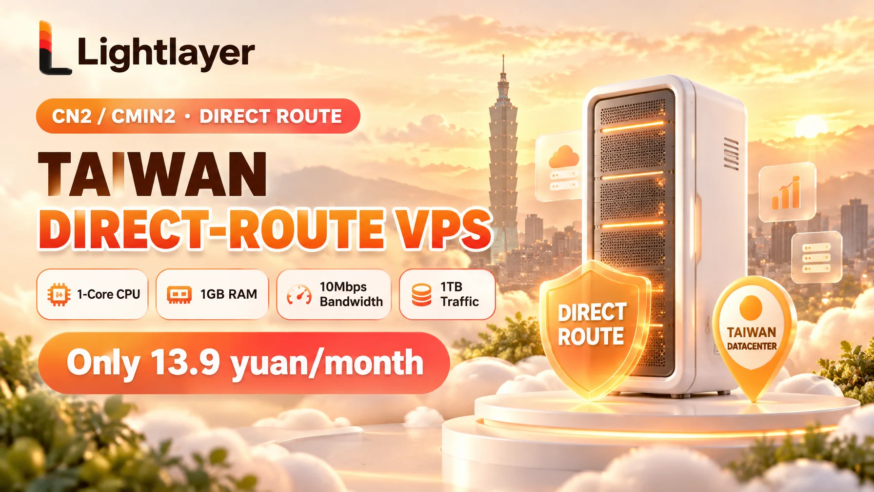 Lightlayer Taiwan VPS Review: 1 Core, 1GB RAM, 10Mbps for Only 13.9 CNY/month, Direct Routing on All Three Chinese Carriers